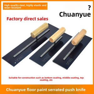 Truelle professionnelle en acier au manganèse YTN-TOOL-003 pour peinture de sol époxy autolissante, bord dentelé, manche en bois, vente directe usine - Product Image 5