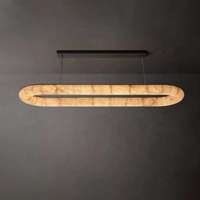 Lustre en bois en forme de rectangle long, LED, hauteur réglable, corps noir, lumière blanche chaude 2700K, éclairage pour salon