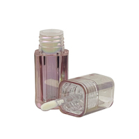 Flacon carré transparent rose 4 ml pour gloss à lèvres avec bouchon à vis et applicateur à grande brosse pour huile à lèvres, couleur personnalisable