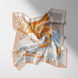 Conjunto de Regalo de Tela Elegante con Pañuelo Estampado, Antifaz, Bolso Naranja, Lazo Azul, Diseño Exquisito para Mujer, Día de la Madre y San Valentín - Product Image 4