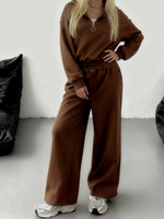 Ensemble décontracté pour femme 2026 : Sweat à capuche semi-fermé et pantalon long – Coupe ample, idéal automne/hiver