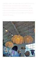 Éclairage nordique rotin fait à la main en osier lampes suspendues rotin suspension lumière pour hôtel salle de lecture salon chambre