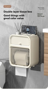 Phòng tắm đẹp mô hộp không thấm nước treo tường mô hộp lưu trữ mô <span class=keywords><strong>Rack</strong></span> với Punch-Miễn phí dính tường móc - Product Image 4