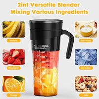 Draagbare USB-C oplaadbare blender fruitsapcentrifuge met roestvrijstalen messen, IPX7 waterdicht, geschikt voor auto en camper, 460 ml capaciteit, lange batterijduur