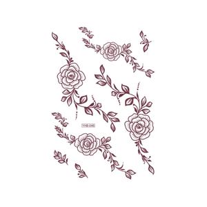 Tatouage temporaire au henné pour le corps, motifs floraux réalistes, imperméable, effet peeling, pour femmes, mains, marron - Product Image 1