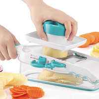 Mandoline manuelle multifonction en plastique pour couper les légumes et les pommes de terre en chips, râpe avec lames en acier inoxydable certifiées LFGB