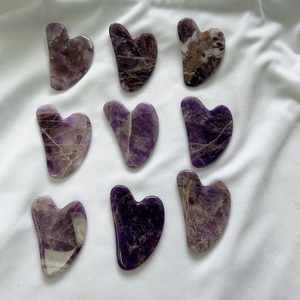 Rouleau de jade naturel violet <span class=keywords><strong>Jaderoller</strong></span>, pierre précieuse de cristal de jade, rouleau de massage facial Gua Sha avec boîte cadeau - Product Image 2