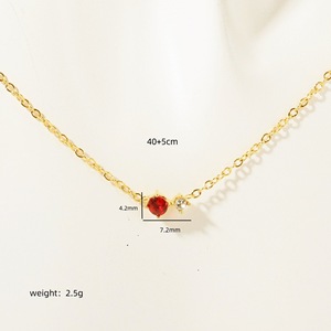 Collar de Moda con 12 Piedras de Zirconia de Nacimiento, Estilo Artístico Vintage, con Cadena para Clavícula, Chapado en Oro, Acero Inoxidable, Estilo Moderno - Product Image 4