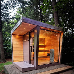 ساونا مركبة لـ <span class=keywords><strong>4</strong></span> أشخاص من الخشب الصلب مع بخار رطب ولوحة تحكم حاسوبية، طراز تقليدي للبيع - Product Image 1