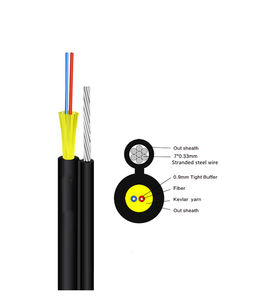 Câble de branchement extérieur FTTH en forme de 8, 2 fibres G657A2 1550nm, câbles de réseau à fibre optique FRP KFRP, câble de communication en fibre avec fil d'acier - Product Image 2