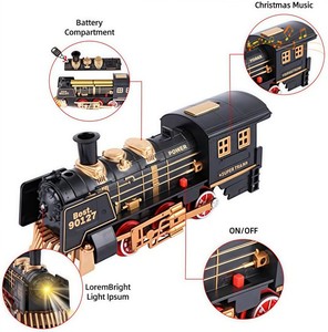 Train de simulation électrique à piles en plastique, Père Noël, avec piste à assembler, jouet musical avec chanson de Noël, jouet suspendu pour - Product Image 2