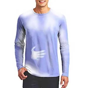 Camiseta de manga larga para hombre, Camiseta deportiva con cambio de Color sensible al calor, novedad que cambia de Color