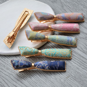 Song Jin Hair <b>Clip</b> Satin Bow Tie Manual Crafted For Hanfu Cheongsam Daily Use - Product Image 4