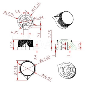 Rotary Controller <strong>Knob</strong> Multiple Colors Plastic Electric Guitar <strong>Volume</strong> 6.35mm <strong>Knobs</strong> with Hex Socket Screw - Product Image 2