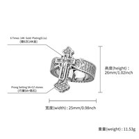 2R24030003 Nouvelle bague croisée tendance pour homme, micro-incrustée de zircon, en laiton, style hip-hop, haut de gamme, élégante, pour couple, fabricant direct