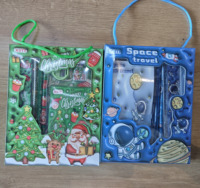 Lot de papeterie scolaire portable 3D en bois pour enfants, motif dessin animé, comprenant règle, cahier et stylo, idéal pour la promotion