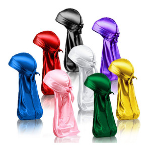 Stampa personalizzata raso seta Durag sciarpa per capelli pirata uomo copricapo fascia per capelli all'ingrosso Designer Durag per uomo bambini s - Product Image 1