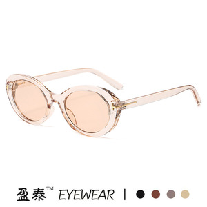<b>T</b>-shaped Oval Sunglasses Black PC Frame UV400 Protection Unisex Fashionable <b>Cat</b> Eye Style - Product Image 5