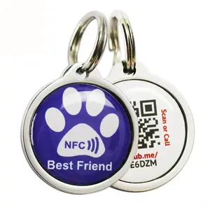 Dropshipping Minger NFC 애완 동물 ID 칼라 태그 qr 코드 nfc 애완 동물 추적 태그
