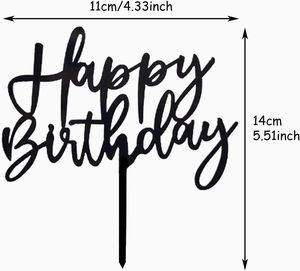 Decorazione per Torta <span class=keywords><strong>di</strong></span> <span class=keywords><strong>Compleanno</strong></span> in Acrilico Nero - Topper per Cupcake e Decorazioni per Torte per Feste <span class=keywords><strong>di</strong></span> <span class=keywords><strong>Compleanno</strong></span> <span class=keywords><strong>di</strong></span> <span class=keywords><strong>Bambini</strong></span> o Adulti - Product Image 3