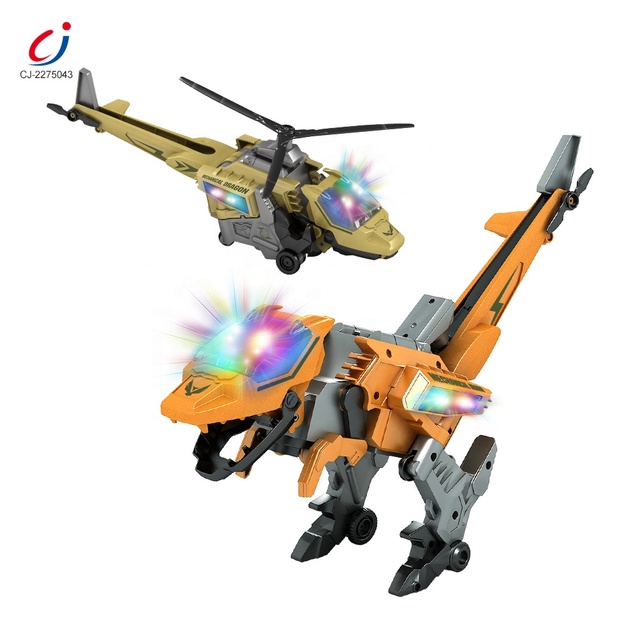 Electric Light Sound Plane Helicopter Boys Mechanical Robot Dinosaur Deformation Toy