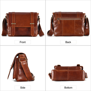 Sac bandoulière vintage de luxe en cuir véritable pour <span class=keywords><strong>homme</strong></span>, sacoche décontractée et élégante avec logo personnalisé et sangle d'épaule - Product Image 2