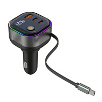 Pengisi Daya Mobil USB Type-C Retractable Grosir, Pengisi Daya Soket Pemantik Rokok, Lampu Indikator Daya LED, Pengisi Daya Kendaraan