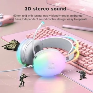 Auriculares para Juegos ONIKUMA X25 con Luces RGB Dinámicas de Metal, Micrófono, Cable para Computadora, Ligeros, Sonido Envolvente Estéreo - Product Image 3