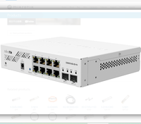 Conmutador de red Mikrotik + IN, ocho puertos Ethernet 1G y dos conmutadores de conectividad de fibra 10G