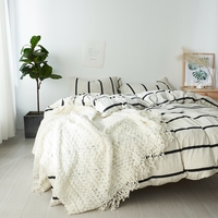 Parure de lit tricotée, ensemble de literie de luxe au style européen, housse de couette douce 100% coton, nouveau design 2021