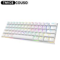 60% Mini clavier mécanique Portable Bluetooth sans fil RVB 61 touches clavier de jeu Compact avec interrupteur tactile marron