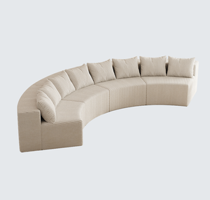 Modern Corduroy Curved Sectional <b>Sofa</b> Set with 8 <b>Pillows</b> Modular Semi-Circular Compression <b>Sofa</b> for Apartment & Hotel Bedroom - Product Image 5