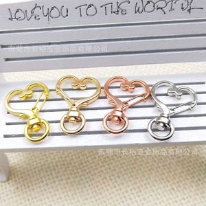 Porte-clés en métal pivotant avec fermoir à ressort en forme de cœur, design lune, boucle à ressort, clip à pression, porte-clés en vrac, accessoire de bricolage pour porte-clés, charme suspendu - Product Image 6