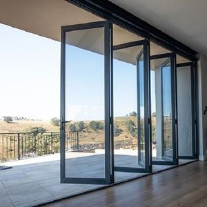 Puertas Plegables de Aluminio con Marco Delgado, Estándar Australiano, Modernas, Ignífugas, Insonorizadas, con <span class=keywords><strong>Doble</strong></span> Vidrio y Persianas Integradas para Patio - Product Image 2