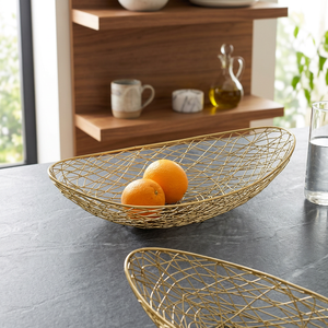 Panier à fruits en fil d'or, paniers de rangement rectangulaires, décoration minimaliste de cuisine, conteneur en métal fait à la main - Product Image 6