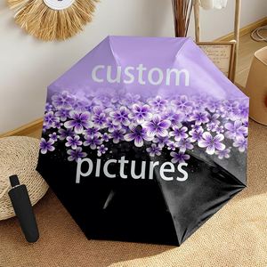 1 Parapluie Pliant Personnalisé Violet Printanier avec Photo, Sans Minimum de Commande, Cadeau Floral Personnalisé - Product Image 3