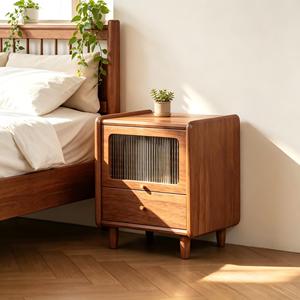 Midcentury Modern European Solid Wood Nightstand with 2 <b>Drawers</b>-Eco-Friendly Bedroom Furniture for Small Apartments - Product Image 3