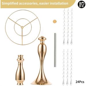 Gold <strong>Flower</strong> <strong>Vases</strong> for Centerpieces, Tall Metal <strong>Flower</strong> <strong>Vases</strong> with Chandelier Crystal, <strong>Flower</strong> Stand for Wedding Party Reception - Product Image 6