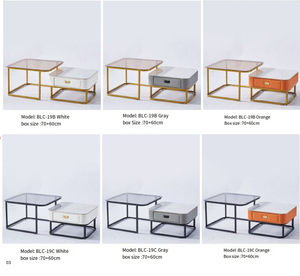 Đồ nội thất phòng khách sang trọng hiện đại đặt ngăn kéo lớn màu trắng và vàng để trang trí nhà bằng ghế sofa và Bàn cà phê - Product Image 6