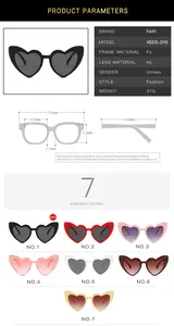 2021 Beliebte Mode Rosa Weiß Herzform Sonnenbrille Trend Große UV400 Sonnenbrille Benutzer definierte Trendy Damen Sonnenbrille