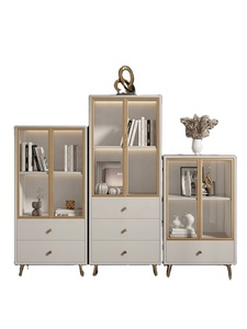 HMHF Drawer Cabinet for Bedroom/Living Room, Light Luxury Modern and Simple Glass <b>Bookcase</b> and Storage Cabinet Integrated - Product Image 1
