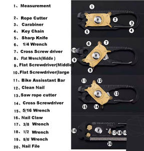 شعار مخصص للأعمال التجارية Freebie تكلم 20 في 1 أدوات EDC فتاحةزجاجة جيب بقاء أداة متعددة الأدوات بطاقة مفتاح سلسلة أداة - Product Image 3