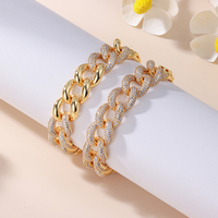 Usine conception directe Bracelet en acier inoxydable femmes haute qualité Zircon glacé cubain chaîne lien mode bracelets porte-bonheur