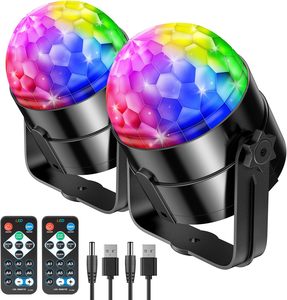 WUZSTAR - Luces LED RGB de Bola Discoteca con Rotación de 360°, Clasificación <span class=keywords><strong>IP20</strong></span>, Luces LED para Fiestas en Interiores, Decoración de Cumpleaños, Baile y Karaoke (Paquete de 2) - Product Image 1