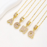 TK Collier tendance pour femme, ensemble de 26 lettres, plaqué or, pendentif fleur de sucre candi, lettres anglaises en zircon, collection anniversaire, best-seller