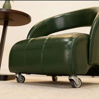 Tabouret moderne multi-usage en cuir PU et bois massif avec roulettes pivotantes pour la maison, l'appartement, l'hôtel et le bureau, design minimaliste italien