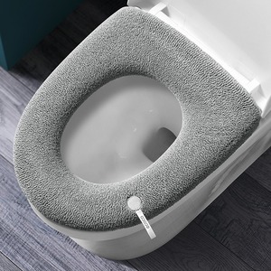Thickened Toilet Seat Cover Nordic Gray Beige Green Fiber All Season Plush Cushion Warm Household Mat - Product Image 5