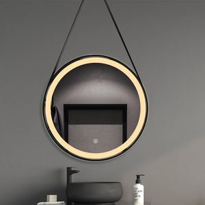 Decoración Hotel <span class=keywords><strong>baño</strong></span> Oro Negro marco de metal <span class=keywords><strong>redondo</strong></span> <span class=keywords><strong>espejo</strong></span> cinturón inteligente pared <span class=keywords><strong>baño</strong></span> <span class=keywords><strong>espejo</strong></span> con <span class=keywords><strong>luz</strong></span> LED - Product Image 1