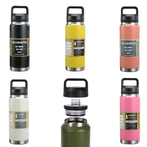 BPA मुक्त चग ढक्कन के साथ स्टेनलेस स्टील की पानी की बोतल, स्पोर्ट्स इंसुलेटेड वैक्यूम फ्लास्क, पर्यावरण के अनुकूल पुन: प्रयोज्य यतिटम्बलर मग सफेद