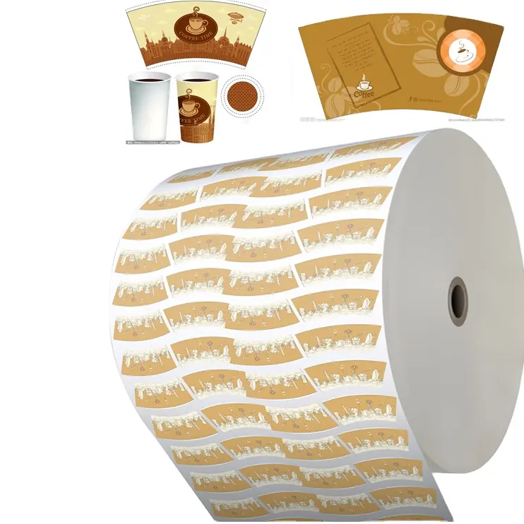 Rohmaterial aus Bambus/weißem Zellstoff 150gsm-350gsm Lebensmittel qualität pe beschichteter Karton entwirft Logo-Pappbecher lüfter